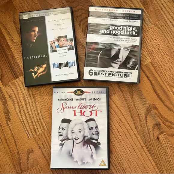 NWT/EUC Set of 4 Comedy & Thriller DVDs (Unfaithful/The Good Girl/Some Like Hot) - Picture 2 of 13